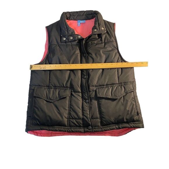 Fuda Black/ pink snap button puffer vest ladies Large - Picture 6 of 9